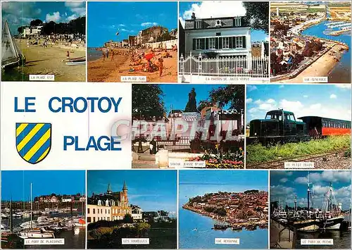 Moderne Karte La Cote d'Opale Le Crotoy Plage (Somme) La Plage Est La Plage Sud la maison de Jules Verne vue g