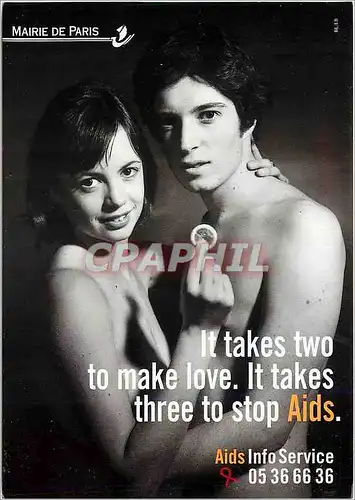 Cartes postales It Takes to make love It Takes three to stop Aids SIDA