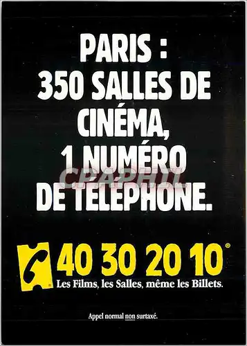 Cartes postales Paris 350 salles de cinema 1 numero de telephone