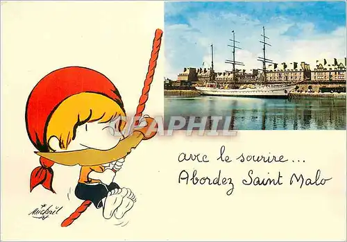 Cartes postales Avec la Sourire abordez Saint Malo Pirate