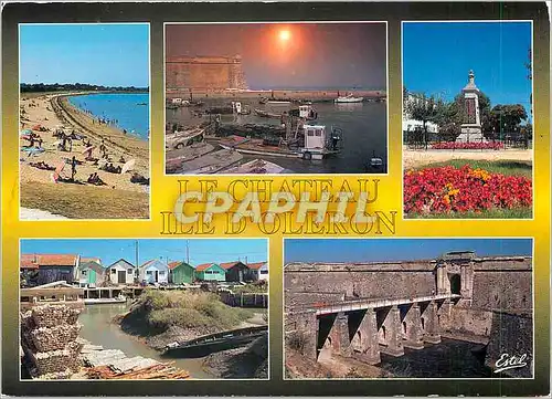 Moderne Karte le chateau au ile d'Oleron (Charente Mme) la plage le port le monument aux Morts le chenal et l'