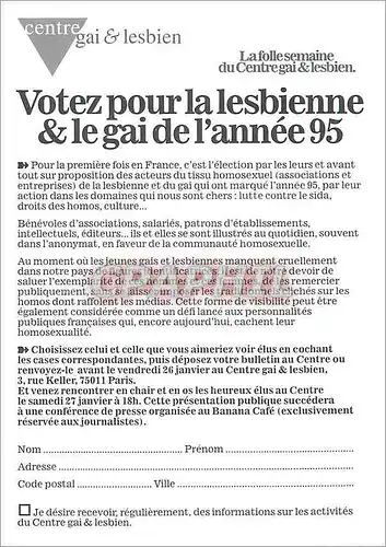 Cartes postales moderne Votez pour la lesbienne le gai de l'annee 95