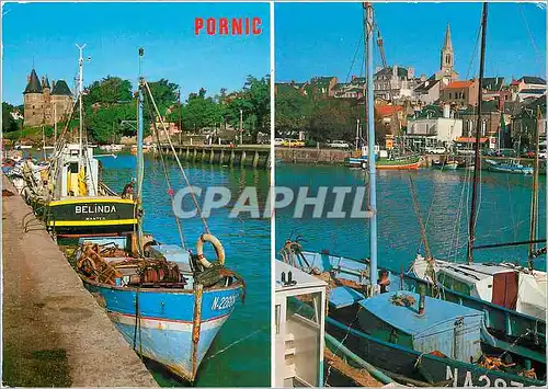 Cartes postales moderne Pornic Vues du port sur le chateau et l'eglise