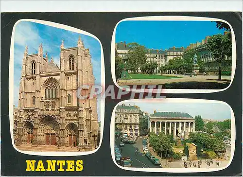 Cartes postales moderne Nantes La Cathedrale Les cours Cambronne et sa Statue Place et Palais de la Bourse