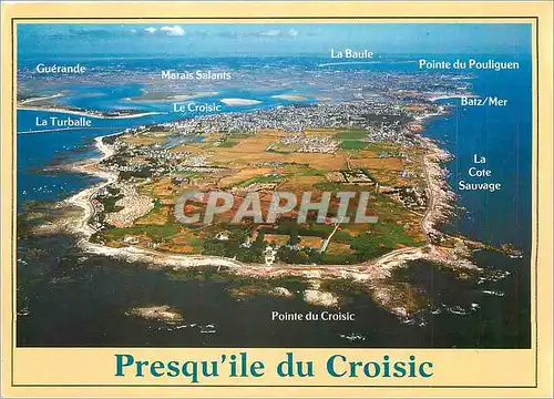 Moderne Karte Couleurs de Bretagne La cote d'amour Le Croisic vue generale de la prsqu'ile vers la Baule