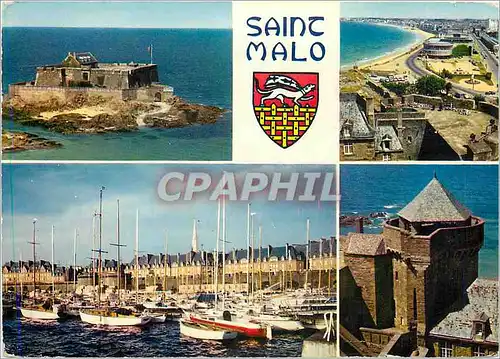 Cartes postales moderne La Bretagne en couleurs Saint Malo (I et V) Cite Fortifiee le bassin a flit et les remparts le f