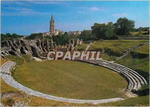 Moderne Karte Images De France charente Mme Saintes les arenes romanes avec au fond l'eglise St Europe