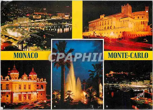 Moderne Karte Principaute de Monaco Le port de la Condamine le palais du Prince illumine