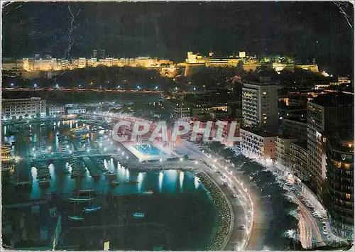 Cartes postales moderne La Cote d'Azur Pricnipaute de Monaco Illumination du Port et du Palais