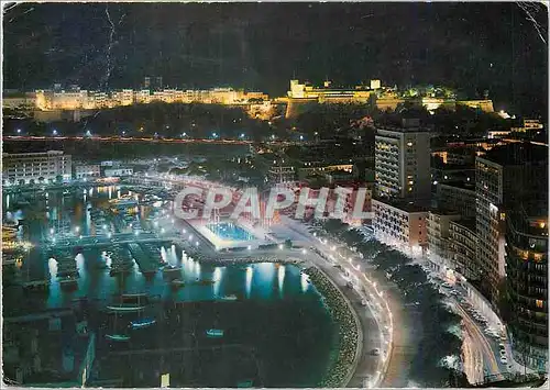 Moderne Karte La Cote d'Azur Pricnipaute de Monaco Illumination du Port et du Palais