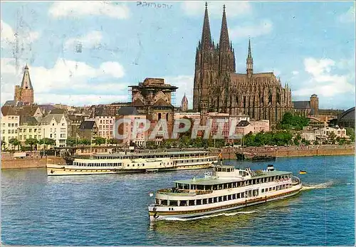 Moderne Karte Koln am Rhein Rheinufer und Dom Bateaux
