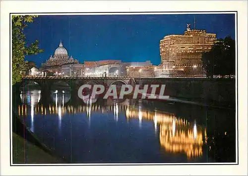 Cartes postales moderne Roma Pont et chateau Saint Ange Nocturne