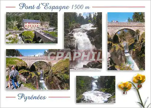 Moderne Karte Hautes Pyrenees Le Pont d'Espagne 1500 m