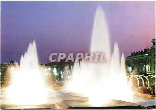 Moderne Karte Nice (A Mmes) Les Jets d'eau de l'Espace Massena a la Tombee de la nuit
