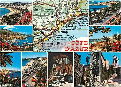 Moderne Karte Cote d'Azur French Riviera Les Sites pittoresques de la Cote d'Azur