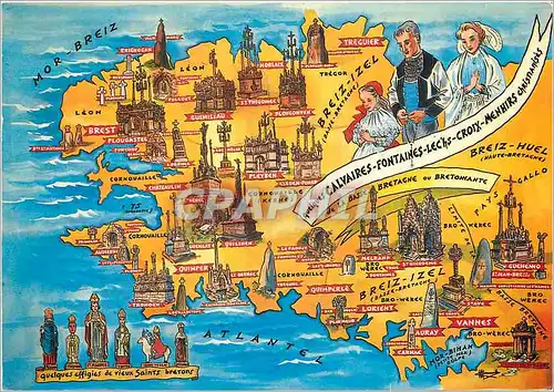Moderne Karte Les Provinces Francaises la Bretagne et ses Calvaires