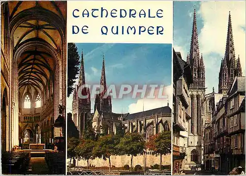 Cartes postales moderne La Bretagne en coulerus Quimper La Cathedrale Saint Corentin