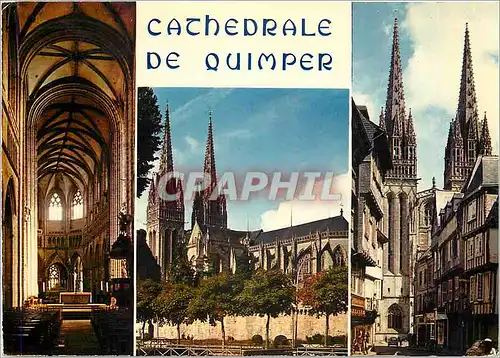 Moderne Karte La Bretagne en coulerus Quimper La Cathedrale Saint Corentin