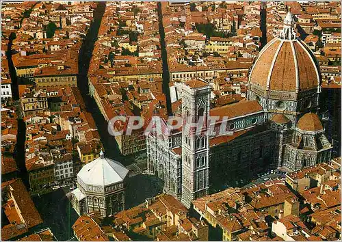 Cartes postales moderne Firenze Le dome et le baptistere (panorama de l'avion)