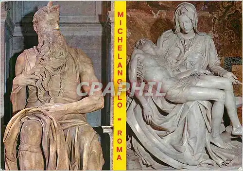 Moderne Karte Roma Le Moise et la Pieta par Mchel Ange