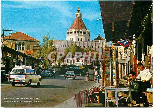 Moderne Karte Nazareth Partial View With the New Church of annunciation