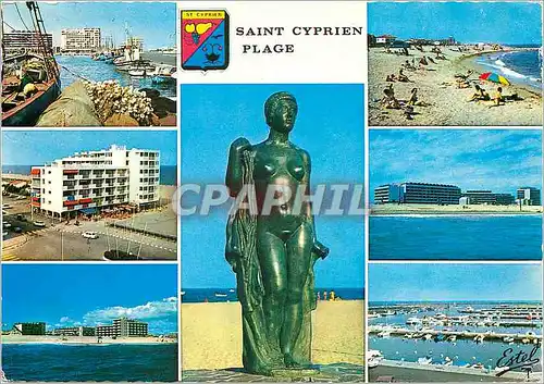 Moderne Karte Cote Vermeille Saint Cyprien Plage (Pyrenees Orientales)