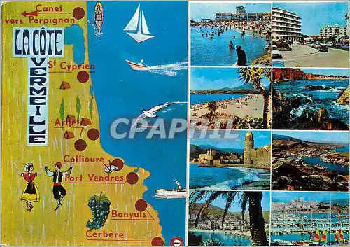 Moderne Karte La Cote Vermeille Saint Cyprien (Pyr Or) Canet Plage Argeles sur Mer Le Racou