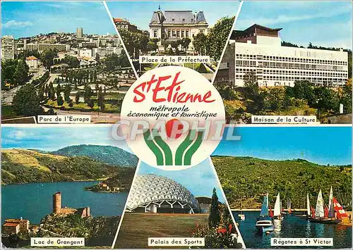 Cartes postales moderne Saint Etienne (Loire) Parc de l'Europe Maison de la culture Lac de Grangent Palais des Sports Re