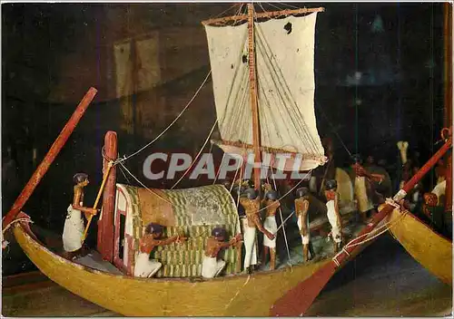 Moderne Karte La Musee Egyptien Cairo Modele d'une barque avec sa voile en lin 11E dyn 2060 av Chr