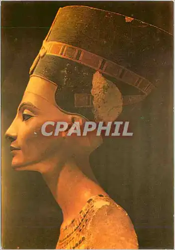 Moderne Karte Painted Limostone bust of queen Nefertiti