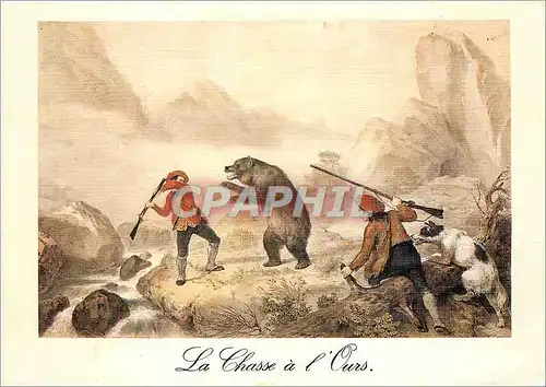 Moderne Karte Pyrenees au XIXe s La chasse a l'ours