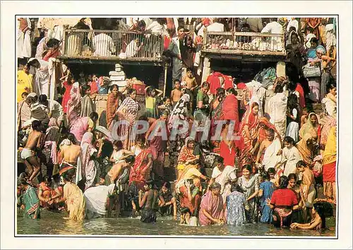 Moderne Karte India Benares Les Ghats sur le Gange