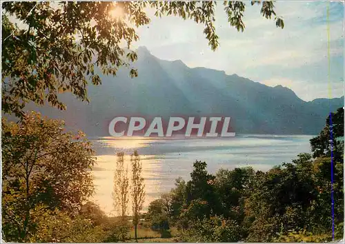 Moderne Karte Crepuscule sur Un Lac de Savoie