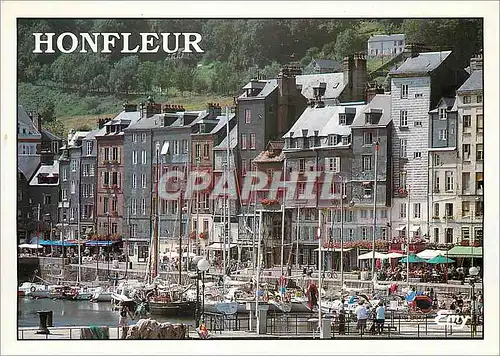 Cartes postales moderne Honfleur Calvados Le Vieux bassin et les facades typiques du quai Sainte Catherine Bateaux