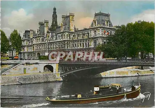 Cartes postales moderne Paris et ses Merveilles L'Hotel de Ville et le pont d'Arcole Bateau