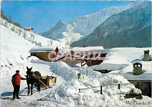 Moderne Karte L'Hiver dans les Alpes Le Traineau