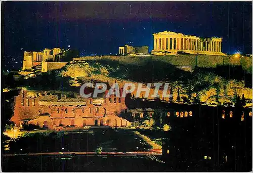 Moderne Karte Athenes L'Acropole illuminee