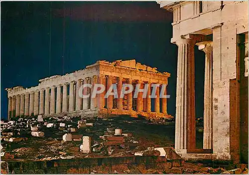 Cartes postales moderne Athenes L'Acropole Le Partheron illumine