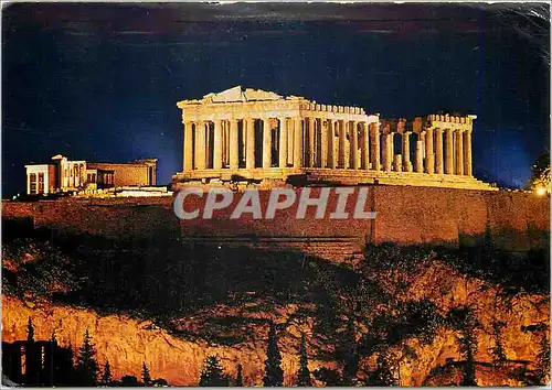 Moderne Karte Athenes L'Acropole illuminee