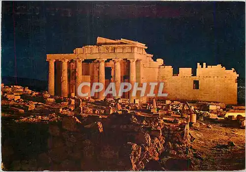 Cartes postales moderne Athenes L'Acropole Les Propylees illuminees
