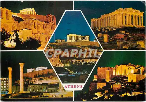 Cartes postales moderne Athens L'Acropole illuminee