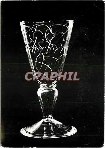 Moderne Karte Goblet Faintly Yellowish glass engraved with the diamond point