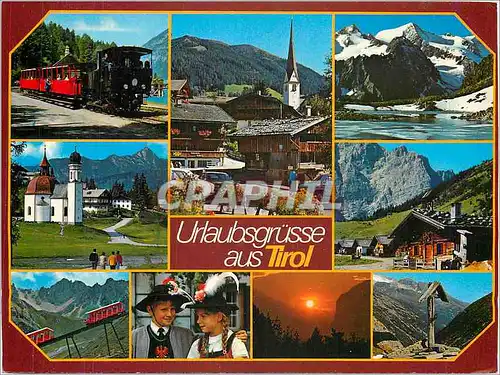 Moderne Karte Urlaubsgrusse aus Tirol