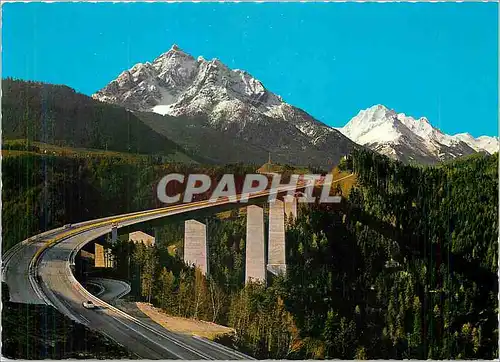 Cartes postales moderne Brenner Autobahn Europabrucke gegen Serles und Habicht Tirol