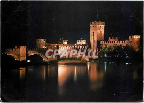 Moderne Karte Verona Pont Scaligero Effet de nuit