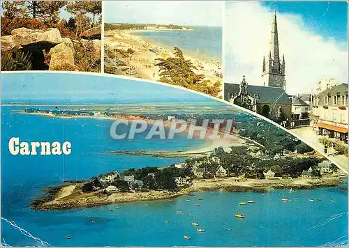 Ansichtskarte AK Carnac Morbihan La Pointe Churchill Dolmens La Grande Plage L'Eglise Saint Cornely