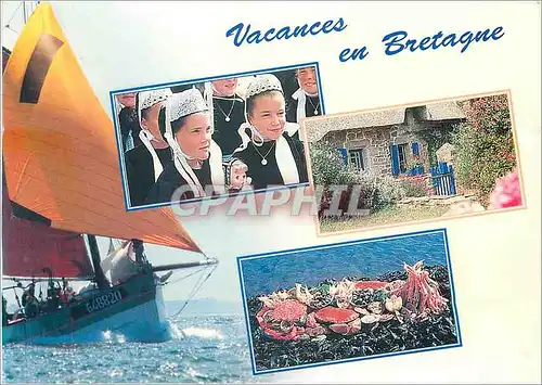 Cartes postales moderne Vacances en Bretagne Bateau Folklore