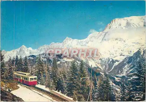 Moderne Karte Saint Gervais Hte Savoie Le TMB pres du col de Vozo Panorama sur la chaine du Mont Blanc Train