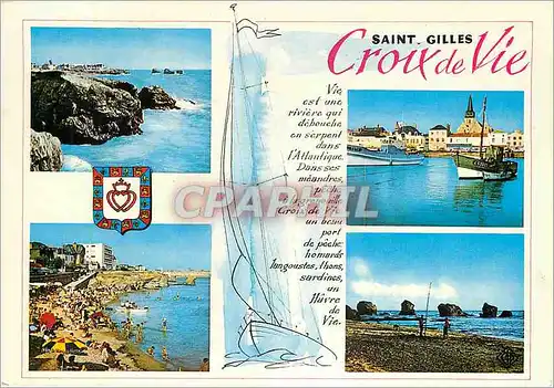 Moderne Karte Saint Gilles Croix de Vie Corniche Vendeene Le Port Plage de la Pelle a Porteau