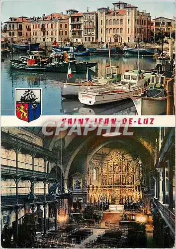 Cartes postales moderne Saint Jean de Luz Le port et maison de l'Infante l'eglise ou fut celebre le mariage de Louis XIV